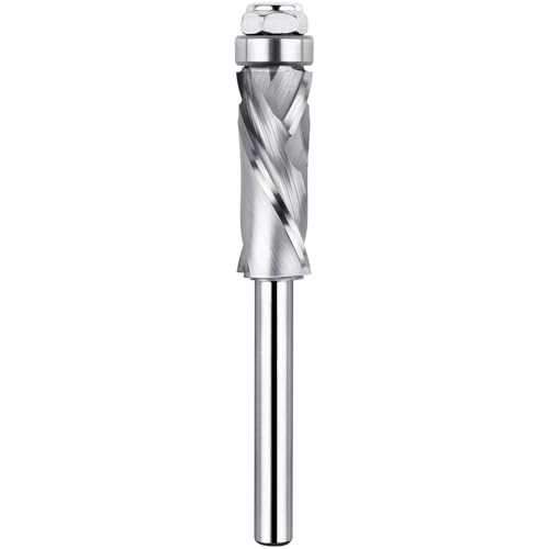 EANOSIC Extra langer Unterlager-Kompressionsspiral-Bit, Bündigfräser-Bit, 6,35 mm Schaft, 3,8 cm Schnittlänge, hoch/unten geschnittenes Vollhartmetall, CNC-Muster/Schablonen-Fräser für Holzbearbeitung von EANOSIC