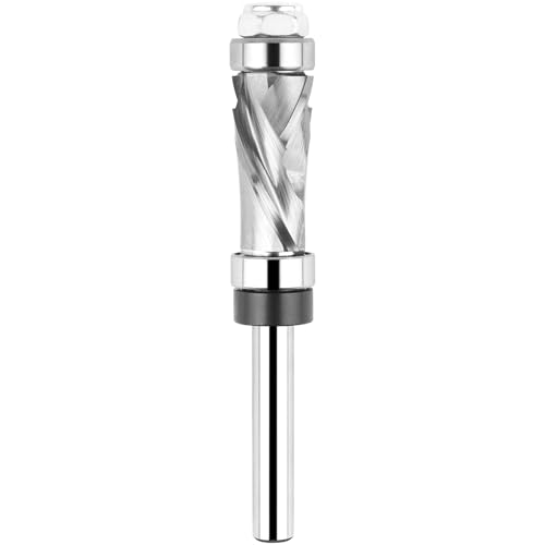 EANOSIC Hartmetall-Kompressionsfräser-Bit, 1/4-Zoll-Schaft mit oberem und unterem Lager, Musterschablone, bündiger Schnitt, Spiralfräser-Bit, 1/4-Schaft, 1,27 cm Schnittdurchmesser für Holzbearbeitung EANOSIC Hartmetall-Kompressionsfräser-Bit, 1/4-Zoll-Schaft mit oberem und unterem Lager, Musterschablone, bündiger Schnitt, Spiralfräser-Bit, 1/4-Schaft, 1,27 cm Schnittdurchmesser für Holzbearbeitung von EANOSIC