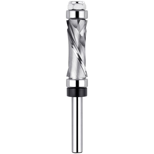 EANOSIC Hartmetall-Kompressionsfräser-Bit, 6,35 mm Schaft mit oberem und unterem Lager, extra lang, 3,8 cm Schnittlänge, Musterschablone, bündiger Schnitt, Spiralfräser für Holzbearbeitung EANOSIC Hartmetall-Kompressionsfräser-Bit, 6,35 mm Schaft mit oberem und unterem Lager, extra lang, 3,8 cm Schnittlänge, Musterschablone, bündiger Schnitt, Spiralfräser für Holzbearbeitung von EANOSIC