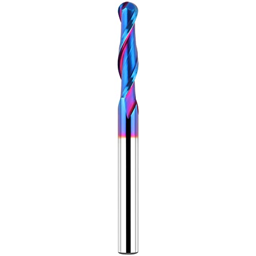 EANOSIC Hartmetall-Kugelnasen-CNC-Fräser-Bit, 1/4-Zoll-Schaft, extra langer 7,6 cm Spiral-Kugelnasen-Schaftfräser, Holzfräser mit blauer Nano-NACO-Beschichtung EANOSIC Hartmetall-Kugelnasen-CNC-Fräser-Bit, 1/4-Zoll-Schaft, extra langer 7,6 cm Spiral-Kugelnasen-Schaftfräser, Holzfräser mit blauer Nano-NACO-Beschichtung von EANOSIC