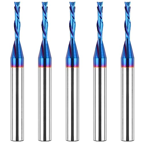 EANOSIC Spiralfräser-Bits, Up-Down-Kompressions-Bit, 0,3 cm Schnittdurchmesser, 0,64 cm Schaft, Vollhartmetall-CNC-Schaftfräser mit Nanoblauer Beschichtung für Holzschnitzerei, Gravur, Schleifen, 5 EANOSIC Spiralfräser-Bits, Up-Down-Kompressions-Bit, 0,3 cm Schnittdurchmesser, 0,64 cm Schaft, Vollhartmetall-CNC-Schaftfräser mit Nanoblauer Beschichtung für Holzschnitzerei, Gravur, Schleifen, 5 von EANOSIC