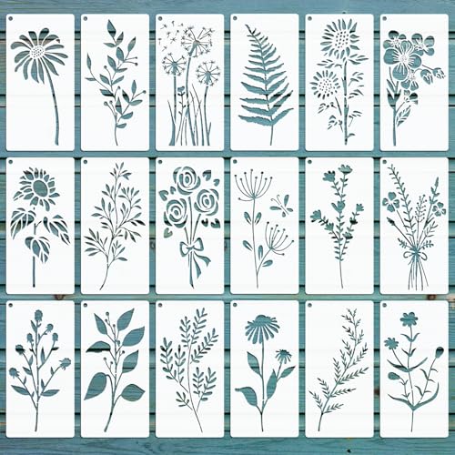 EAPIKON 18stk Blätter Blumen Schablone Malen, 20x10cm Wiederverwendbar Zeichenschablonen für Acryl-Malerei Art Deko, Blatt Brandmalerei Vorlagen für Holz Wände Leinwand Möbel DIY-Bastelprojekte EAPIKON 18stk Blätter Blumen Schablone Malen, 20x10cm Wiederverwendbar Zeichenschablonen für Acryl-Malerei Art Deko, Blatt Brandmalerei Vorlagen für Holz Wände Leinwand Möbel DIY-Bastelprojekte von EAPIKON