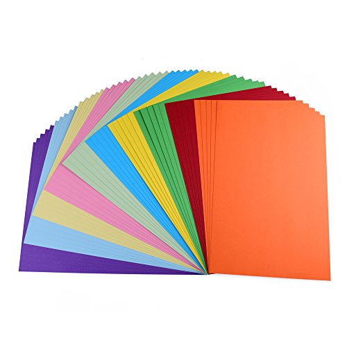 ewtshop® 50 Blatt Fotokarton farbig sortiert, DIN A4, 10 unterschiedliche Farben, 220 g/qm Qualität auch zum Bedrucken geeignet von ewtshop