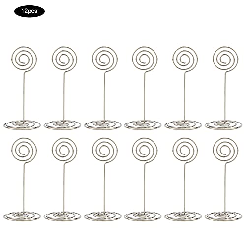 12 Stück Kreisform Tischnummernklammer Namenskartenklammer Ständer Büroklammer Notizklammer mit verschiedenen Farben (Silver) von EASTALOLO