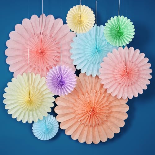 9 Stück große pastellfarbene Papierfächer zum Aufhängen, Dekoration für Macaron, Geburtstagsparty, Regenbogen-Eiscreme, Osterpapier, Hängedekoration für Brautparty, Babyparty, Klassenzimmer, 9 Stück große pastellfarbene Papierfächer zum Aufhängen, Dekoration für Macaron, Geburtstagsparty, Regenbogen-Eiscreme, Osterpapier, Hängedekoration für Brautparty, Babyparty, Klassenzimmer, von EASY JOY