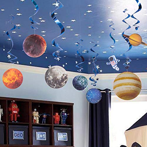 EASY JOY 12er-Set Weltraum Deko, Planeten Deko & Weltall Girlande für Weltraum Kindergeburtstag, Sonnensystem Kinder, 3D Papierdekoration mit Raumschiff, Garland Partydekoration, Kinderzimmer Deko EASY JOY 12er-Set Weltraum Deko, Planeten Deko & Weltall Girlande für Weltraum Kindergeburtstag, Sonnensystem Kinder, 3D Papierdekoration mit Raumschiff, Garland Partydekoration, Kinderzimmer Deko von EASY JOY