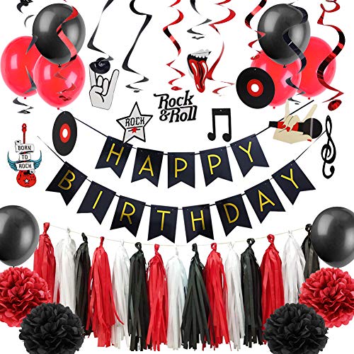 EASY JOY Rock n Roll Deko Heavy Metal Deko,Born to Rock,Happy Birthday Banner Luftballons Girlande Schallplatte Dekoration für Rock-Thema Geburtstag Party Dekoration EASY JOY Rock n Roll Deko Heavy Metal Deko,Born to Rock,Happy Birthday Banner Luftballons Girlande Schallplatte Dekoration für Rock-Thema Geburtstag Party Dekoration von EASY JOY