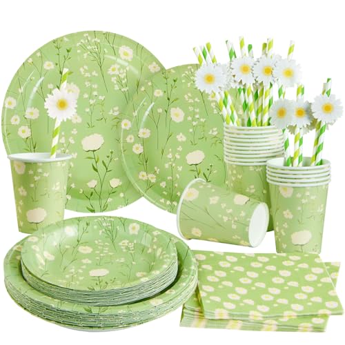 Easy Joy,Gänseblümchen Partygeschirr Set Weiße Gänseblümchen Party Dekorationen Frühlingsdeko Einschließlich Papier Teller Pappbecher Servietten Strohhalme für Hochzeit Geburtstag Easy Joy,Gänseblümchen Partygeschirr Set Weiße Gänseblümchen Party Dekorationen Frühlingsdeko Einschließlich Papier Teller Pappbecher Servietten Strohhalme für Hochzeit Geburtstag von EASY JOY