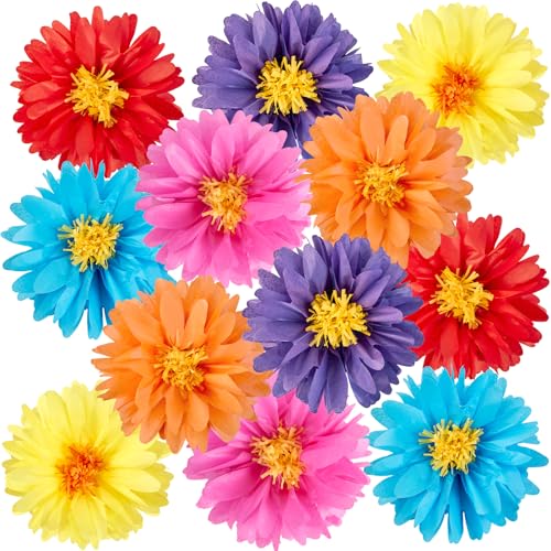 Easy Joy 12 Stück Papierblumen Pompons Deko,Regenbogen Gänseblümchen Deko,Zimmer Deko Aesthetic,Papierblumen Zum Aufhängen für Regenbogen Deko Kindergeburtstag,Gartenparty,Karneval,Geburtstagsdeko von EASY JOY