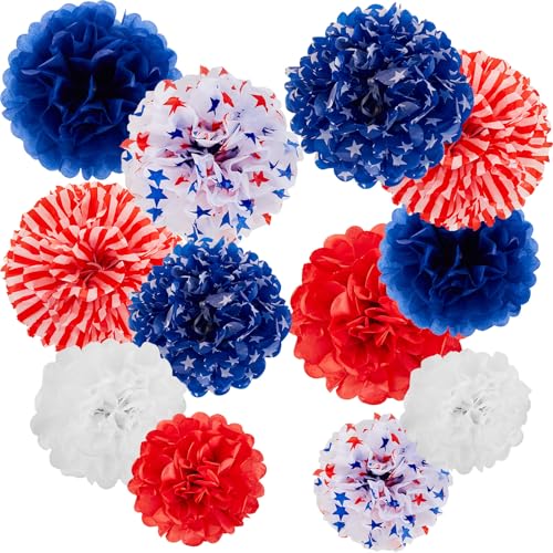 Easy Joy 12 Stück Unabhängigkeitstag Pompons ,Amerika Deko Pompons,Seidenpapier Pompom für USA Deko ,USA Party Deko,Geburtstagsdeko,Party Dekoration Zubehör Easy Joy 12 Stück Unabhängigkeitstag Pompons ,Amerika Deko Pompons,Seidenpapier Pompom für USA Deko ,USA Party Deko,Geburtstagsdeko,Party Dekoration Zubehör von EASY JOY