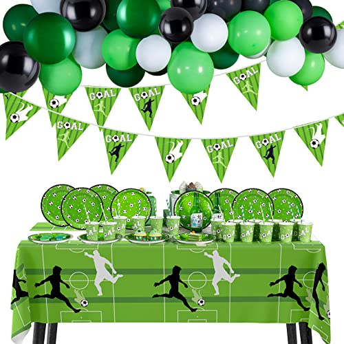 Easy Joy 95 Stück Fußball Party Deko, Fussball Dekor für Kinder Jungen Fußballfans Party, Partydekorationen Zubehör Set - Luftballons, Banners, Tischdecken, Pappbecher, Pappteller, Strohhalme Easy Joy 95 Stück Fußball Party Deko, Fussball Dekor für Kinder Jungen Fußballfans Party, Partydekorationen Zubehör Set - Luftballons, Banners, Tischdecken, Pappbecher, Pappteller, Strohhalme von EASY JOY
