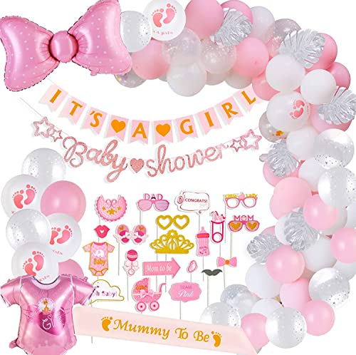 Easy Joy Baby Shower Dekoration Mädchen, Babyparty Deko mit Weiß Rosa Luftballons It's a Girl Banner Fotorequisiten Masken Wiederverwendbar für Baby Party Dekoration Easy Joy Baby Shower Dekoration Mädchen, Babyparty Deko mit Weiß Rosa Luftballons It's a Girl Banner Fotorequisiten Masken Wiederverwendbar für Baby Party Dekoration von EASY JOY
