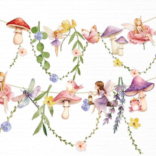 Easy Joy Blumengirlande,Feen Deko,Papierblumen Deko,Bunt Blumenfee Girlande Banner mit Elfe,Pilz,Zimmer Deko Aesthetic,Papierblumen Zum Aufhängen für Gartenparty,Geburtstagsdeko Mädchen,Babyparty Easy Joy Blumengirlande,Feen Deko,Papierblumen Deko,Bunt Blumenfee Girlande Banner mit Elfe,Pilz,Zimmer Deko Aesthetic,Papierblumen Zum Aufhängen für Gartenparty,Geburtstagsdeko Mädchen,Babyparty von EASY JOY