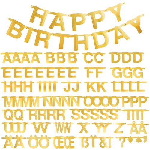 Easy Joy DIY Garland Banner Bringen Lichter Überschreiten 140 Gold Letters Garland Banner Buchstaben Girlande Gold Buchstabengirlande Party Dekoration Welcome Home Happy Birthday Glückliche Hochzeit von EASY JOY