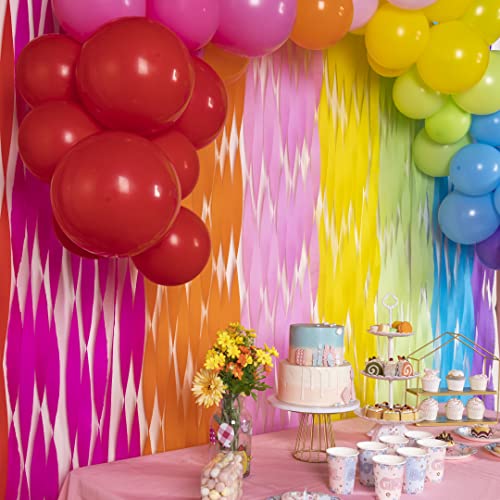 Easy Joy Regenbogen Ballon Set Party Dekorationen Regenbogenfarbe mit bunt Ballon Krepppapier Luftballon Girlande Partydeko Hintergrund für Einhorn, Babyparty, Geburtstag, Kinder, Party von EASY JOY