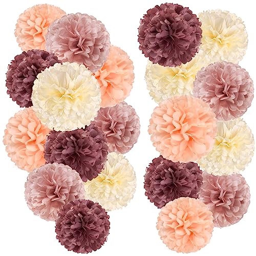 Easy Joy Seidenpapier Pompons Deko, 20er Set Hochzeitsdeko Lampions Pompoms Vintage Party Taufe Konfirmation Geburtstag Hochzeit Valentinstag Deko (Rosa) von EASY JOY