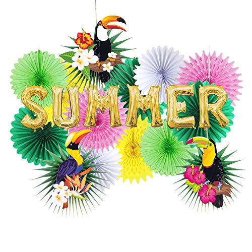 Easy Joy Tropische Dekorationen Kit SUMMER Folie Ballons Papier Fächer-Set Grüne Blätter Tukane Deko Easy Joy Tropische Dekorationen Kit SUMMER Folie Ballons Papier Fächer-Set Grüne Blätter Tukane Deko von EASY JOY