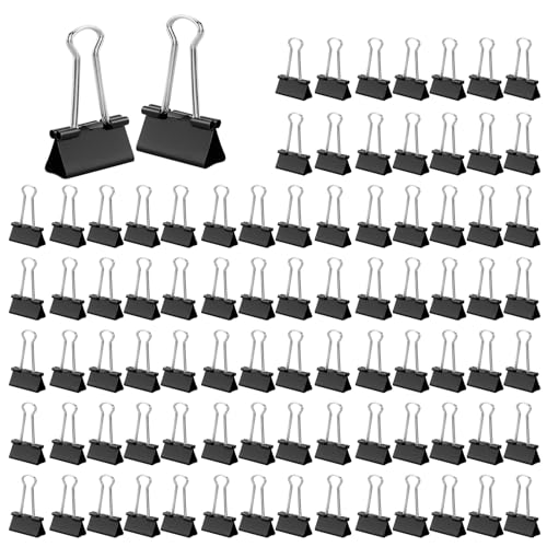 115 Stück Foldback Klammern 15 mm Schwarz Klein Papierklammern Büroklammern Metallklammern Binder Clips Vielzweckklammern für Bürobedarf Papier Fotowand Notizen Heim Schul Bürobedarf von EASYKEENECOM