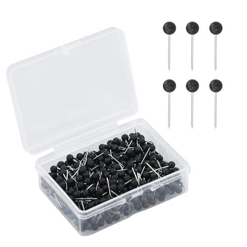 330 Stück Reißnagel/Pins für Karten, Map Pins Rundkopf Stecknadeln mit Aufbewahrungsbox mit Kopf 1/8 Zoll Pinnadeln für DIY (Schwarz) von EASYKEENECOM