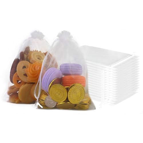 50 Stück weiße Organzasäckchen, 13x18cm, mit Kordelzug, perfekte Geschenkbeutel für Hochzeit, Schmuck, Bonbons und kleine Geschenke, vielseitige Organza-Beutel für Partys, Feste und besondere Anlässe von EASYKEENECOM