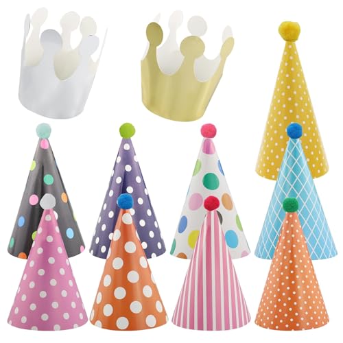 EASYKEENECOM 11 Stück Partyhüte zum Geburtstag mit Pompons, Partyhüte Party Kegel Hüte, Geburtstagshut Geburtstagskrone für Kinder, Geburtstagsfeier Dekoration für Kindergeburtstag, 26×16×2cm EASYKEENECOM 11 Stück Partyhüte zum Geburtstag mit Pompons, Partyhüte Party Kegel Hüte, Geburtstagshut Geburtstagskrone für Kinder, Geburtstagsfeier Dekoration für Kindergeburtstag, 26×16×2cm von EASYKEENECOM