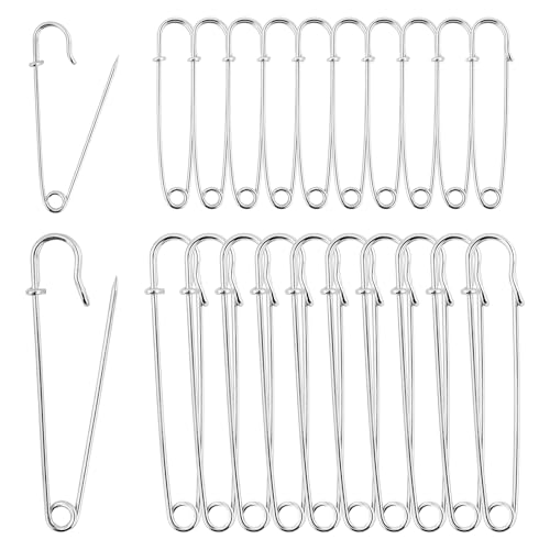 Große Sicherheitsnadeln, 20 Stück, große Sicherheitsnadeln, extra große Sicherheitsnadeln, Kiltnadeln, Sicherheitsnadeln für Kilt, Decke, Stricken, Basteln (63 mm & 100 mm) von EASYKEENECOM