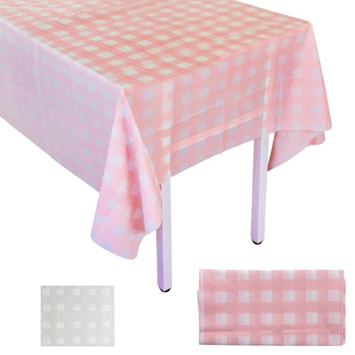 Rosa Weiß Karierte Tischdecken, Tischtuch Karo Rosa Weiß Einweg Plastik Tischdecke Einweg Tischdecke mit Karierter Flagge für Gartentisch Feierntage Party Weihnachten Hochzeit Picknick 137 x 274cm Rosa Weiß Karierte Tischdecken, Tischtuch Karo Rosa Weiß Einweg Plastik Tischdecke Einweg Tischdecke mit Karierter Flagge für Gartentisch Feierntage Party Weihnachten Hochzeit Picknick 137 x 274cm von EASYKEENECOM