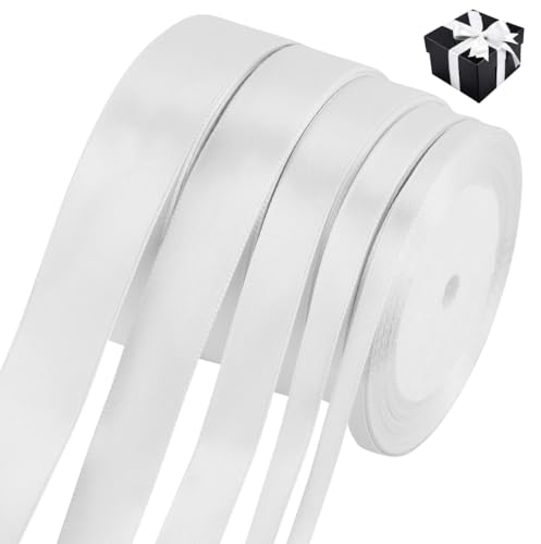 Satinband Weiss, 110m Geschenkband Weiss Breit, 6/10/15/20/25mm Schleifenband Weiss, Geschenkband Weiß Hochzeit Stoff, Ribbon Geschenk Band für Taufe Geburtstag Deko Geschenkverpackung Satinband Weiss, 110m Geschenkband Weiss Breit, 6/10/15/20/25mm Schleifenband Weiss, Geschenkband Weiß Hochzeit Stoff, Ribbon Geschenk Band für Taufe Geburtstag Deko Geschenkverpackung von EASYKEENECOM