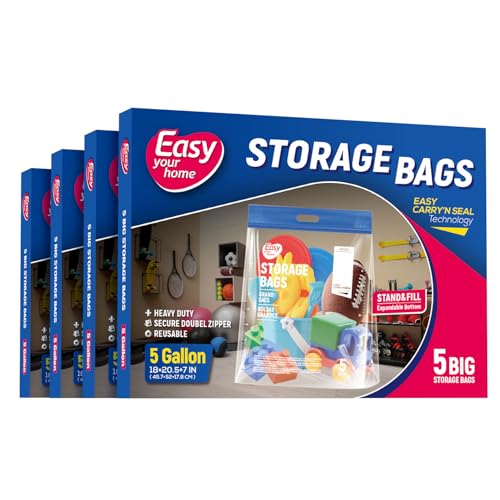 EASYYOURHOME 20 Stück Kunststoffbeutel mit Reißverschluss und Griff, 45,7 x 52,1 cm + 17,8 cm, extra große, wiederverwendbare Aufbewahrungstasche mit Doppelreißverschluss für Kleidung, Reisen, Umzug EASYYOURHOME 20 Stück Kunststoffbeutel mit Reißverschluss und Griff, 45,7 x 52,1 cm + 17,8 cm, extra große, wiederverwendbare Aufbewahrungstasche mit Doppelreißverschluss für Kleidung, Reisen, Umzug von EASYYOURHOME