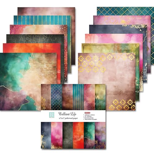 Scrapbook-Papier, 30,5 x 30,5 cm, 160 g/m², 24 Blatt, Marmor, Scrapbooking, Zubehör, einseitiger Druck für Kartenherstellung, dekorativer Hintergrund (Braun, 30,5 cm / 30,5 cm) von EAZHOP