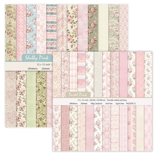 Scrapbook-Papier, 30,5 x 30,5 cm, rosa Blumenhintergrund, dekoratives Papier, doppelseitiges Spezialpapier, Scrapbook für Kartenherstellung, Journaling, Planer, ästhetisch, 48 Blatt Scrapbook-Papier, 30,5 x 30,5 cm, rosa Blumenhintergrund, dekoratives Papier, doppelseitiges Spezialpapier, Scrapbook für Kartenherstellung, Journaling, Planer, ästhetisch, 48 Blatt von EAZHOP