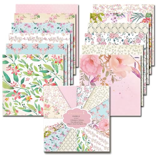 Scrapbooking-Papier, 30,5 x 30,5 cm, 24 Blatt, einseitig, Vintage-Blumenmuster, 12 Designs, Kollektion, dekoratives Handwerk für Kartenherstellung, Scrapbooking, selbstgemachte Kartenherstellung Scrapbooking-Papier, 30,5 x 30,5 cm, 24 Blatt, einseitig, Vintage-Blumenmuster, 12 Designs, Kollektion, dekoratives Handwerk für Kartenherstellung, Scrapbooking, selbstgemachte Kartenherstellung von EAZHOP