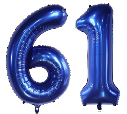 101,6 cm, 61 Luftballon-Zahlen, marineblau, Helium, Zahl 59, selbstdichtend für Geburtstagsdekorationen und Jubiläums-Party-Dekor (Marineblau 61) von EBAIJQUO