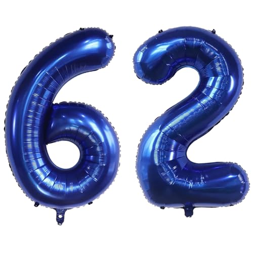 101,6 cm, 62 Luftballon-Zahlen, marineblau, Heliumballons mit Zahl 59, selbstdichtend für Geburtstagsdekorationen und Jubiläums-Party-Dekor (Marineblau 62) von EBAIJQUO