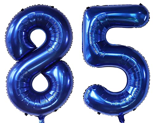101,6 cm große Luftballon-Zahlen, 63,5 - 21,6 cm, marineblau, Helium, 85 Zahlenballons für Geburtstagsparty-Dekorationen und Zubehör, Jubiläums-Party-Dekor (Nummer 85) von EBAIJQUO