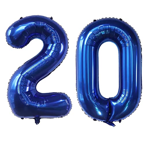 EBAIJQUO 101,6 cm große Luftballons mit Zahl 20, Helium, 20 Ballon-Zahlen für Geburtstagsparty-Dekorationen und Zubehör, Jubiläums-Party-Dekor (Marineblau-20), PB-23 von EBAIJQUO