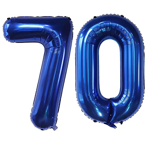 101,6 cm große Zahl 70 Luftballons, marineblau, Helium, 70, Ballon-Zahlen für Geburtstagsparty-Dekorationen und Zubehör, Jubiläums-Party-Dekor (Marineblau-70) von EBAIJQUO