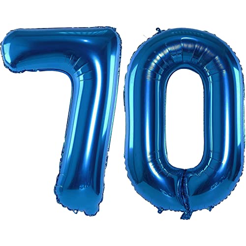 101,6 cm großer 70er Luftballon mit Zahl 70, selbstdichtend für Geburtstagsparty-Dekorationen und Jubiläums-Party-Dekoration (Blau 70) von EBAIJQUO