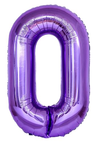 101,6 cm großer Ballon mit Zahl 0, Heliumballon 0, selbstdichtend für Geburtstagsparty-Dekorationen und Jubiläums-Party-Dekoration, Violett 0 von EBAIJQUO