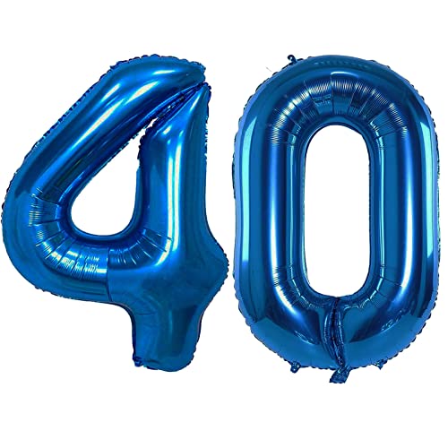 101,6 cm großer Luftballon mit Zahl 40, selbstdichtend für Geburtstagsparty-Dekorationen und Jubiläums-Party-Dekor (Blau 40) von EBAIJQUO