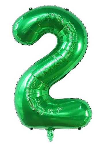 40inch Ballon Nummer 2 Grün 2 Ballonnummer selbstversiegelnd für Geburtstagsdekorationen und Jubiläumsparty-Dekor(Grün 2) von EBAIJQUO