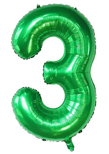 40inch Ballon Nummer 3 grün 3 Ballonnummer selbstversiegelnd für Geburtstagsdekorationen und Jubiläumsparty-Dekor(Number 3) von EBAIJQUO