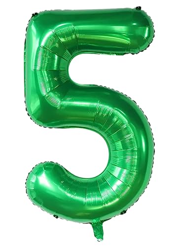40inch Ballon Nummer 5 grün 5 Ballonnummer selbstversiegelnd für Geburtstagsdekorationen und Jubiläumsparty-Dekor(Number 5) von EBAIJQUO