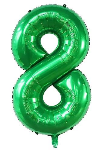 40inch Ballon Nummer 8 grün 8 Ballonnummer selbstversiegelnd für Geburtstagsdekorationen und Jubiläumsparty-Dekor(Number 8) von EBAIJQUO