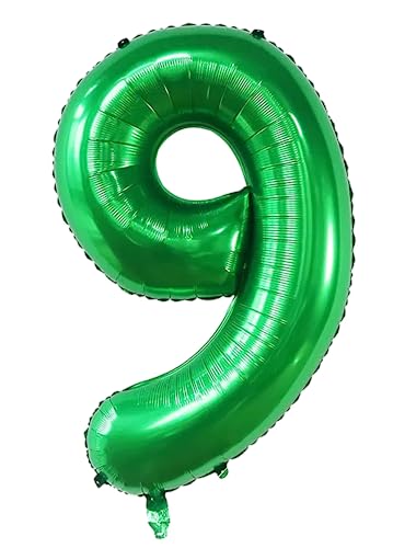 40inch Ballon Nummer 9 grün 9 Ballonnummer selbstversiegelnd für Geburtstagsdekorationen und Jubiläumsparty-Dekor(Number 9) von EBAIJQUO