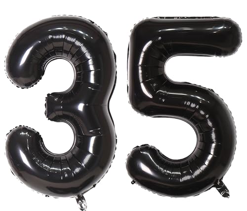 Luftballon Zahl 35, 101,6 cm, Schwarz, Helium, Zahl 35, selbstdichtend für Geburtstagsparty-Dekorationen und Jubiläums-Party-Dekor (Schwarz 35) von EBAIJQUO