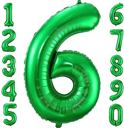 Luftballon Zahl 6, selbstdichtend für Geburtstagsparty, Dekoration und Jahrestag, Party-Dekoration, 101,6 cm, Grün 6 von EBAIJQUO