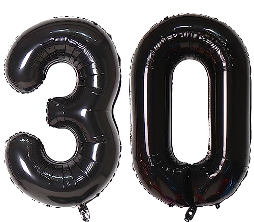 Luftballon Zahl 76.2 cm, selbstdichtend für Geburtstagsparty-Dekorationen und Jubiläums-Party-Dekoration (Schwarz 30) von EBAIJQUO