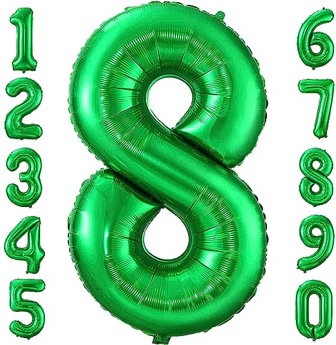 Luftballon Zahl 8, selbstdichtend für Geburtstagsparty, Dekoration und Jahrestag, Party-Dekoration, 101,6 cm, Grün 8 von EBAIJQUO