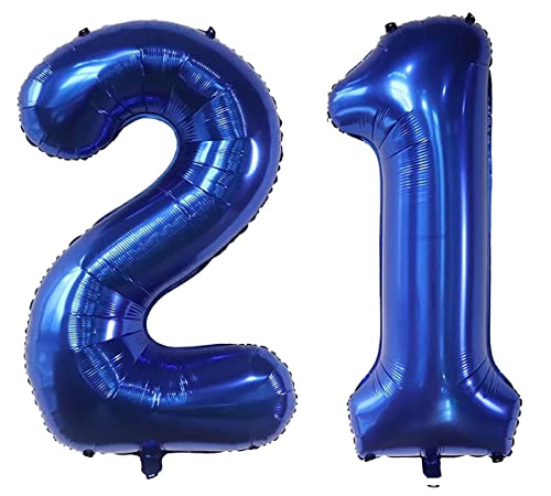 Luftballon mit Zahl 21, selbstdichtend für Geburtstagsparty-Dekorationen und Jubiläums-Party-Dekoration, 101,6 cm, marineblau 21 Luftballon mit Zahl 21, selbstdichtend für Geburtstagsparty-Dekorationen und Jubiläums-Party-Dekoration, 101,6 cm, marineblau 21 von EBAIJQUO
